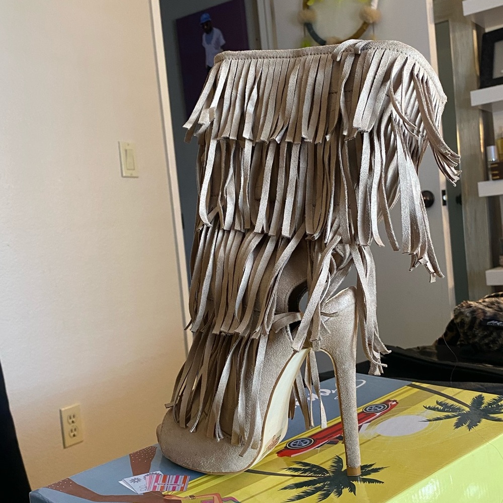 Fringe high heels